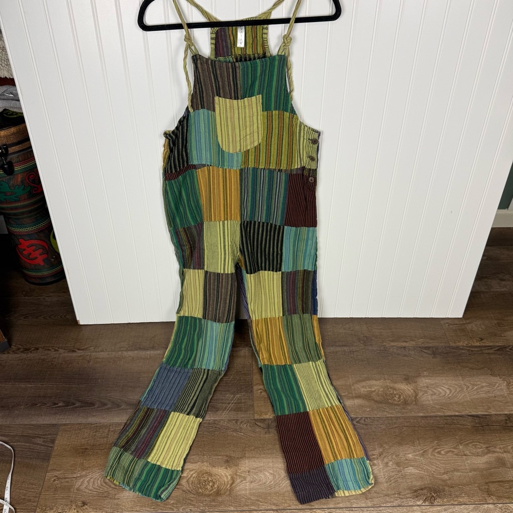 Patchwork Cotton Overalls Small Avatar Fair Trade… - image 3